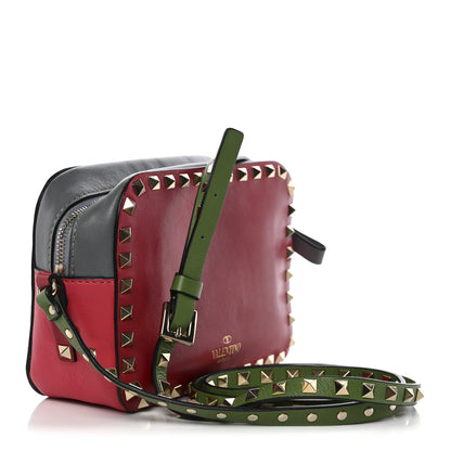 Valentino Garavani Vitello Colorblock Rockstud Camera Crossbody Bag Deep Rose Clover 3 of 9