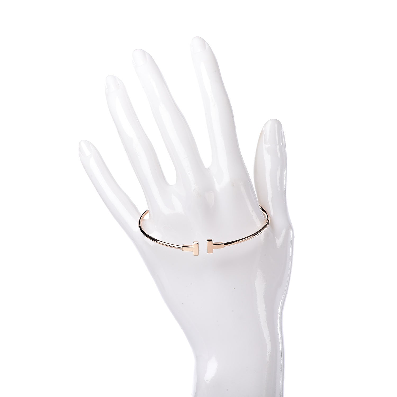 Tiffany 18K Rose Gold Narrow T Wire Bracelet 2 of 4