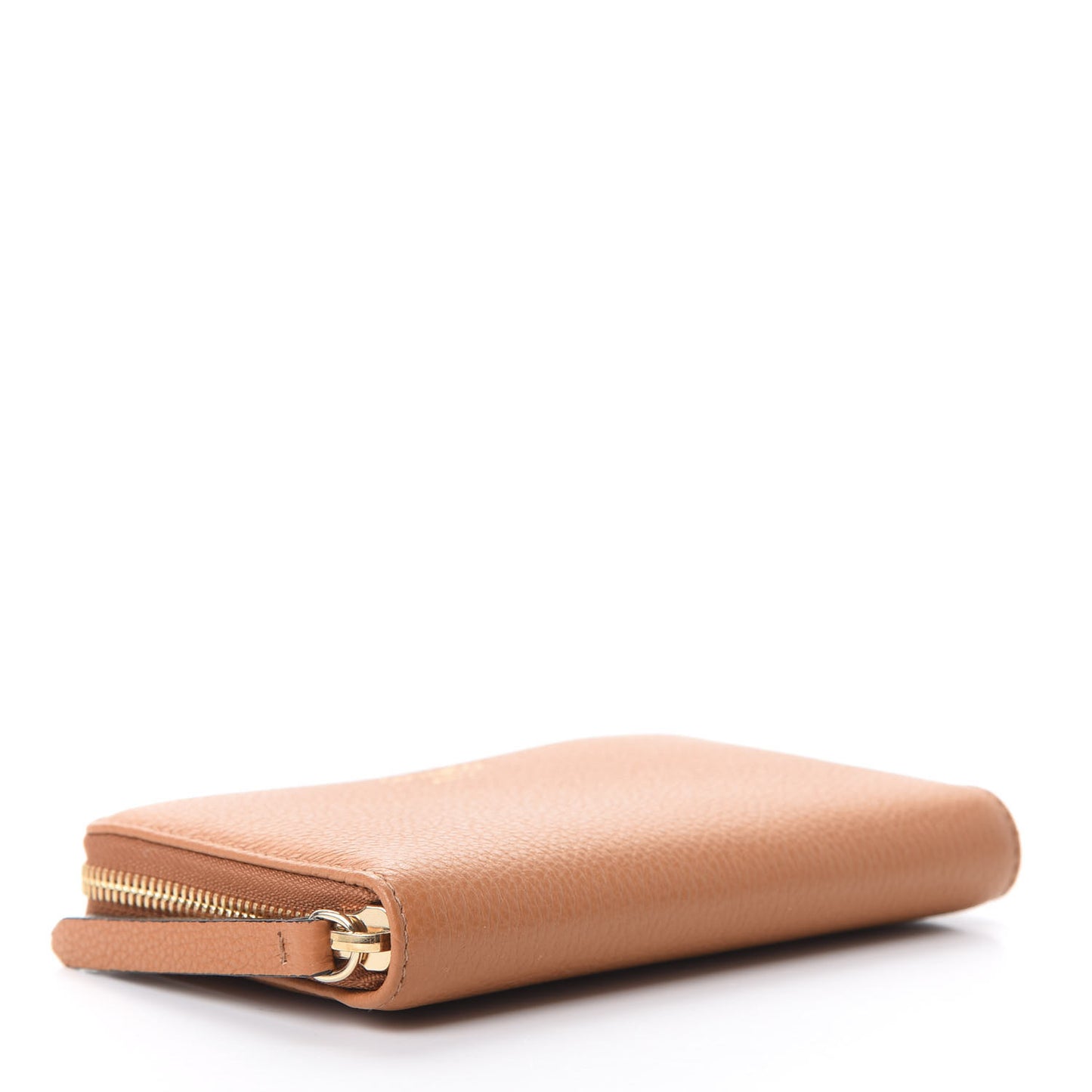 Grainy Calfskin Christy Zip Around Wallet Tan