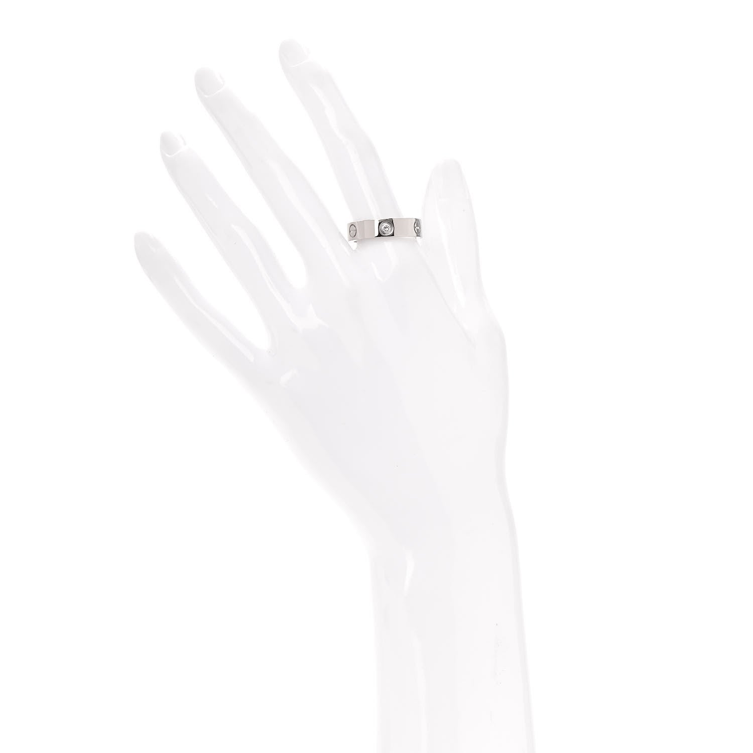 Cartier 18K White Gold 3 Diamond 5.5mm LOVE Ring 58 8.25 2 of 5