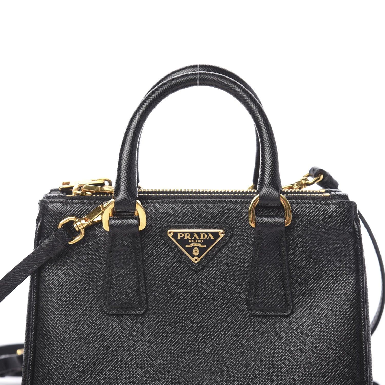 Prada Saffiano Lux Micro Galleria Double Zip Tote Black 10 of 10