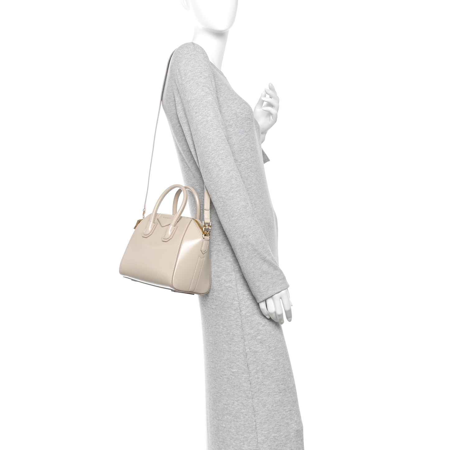 Shiny Lord Calfskin Mini Antigona Natural Beige