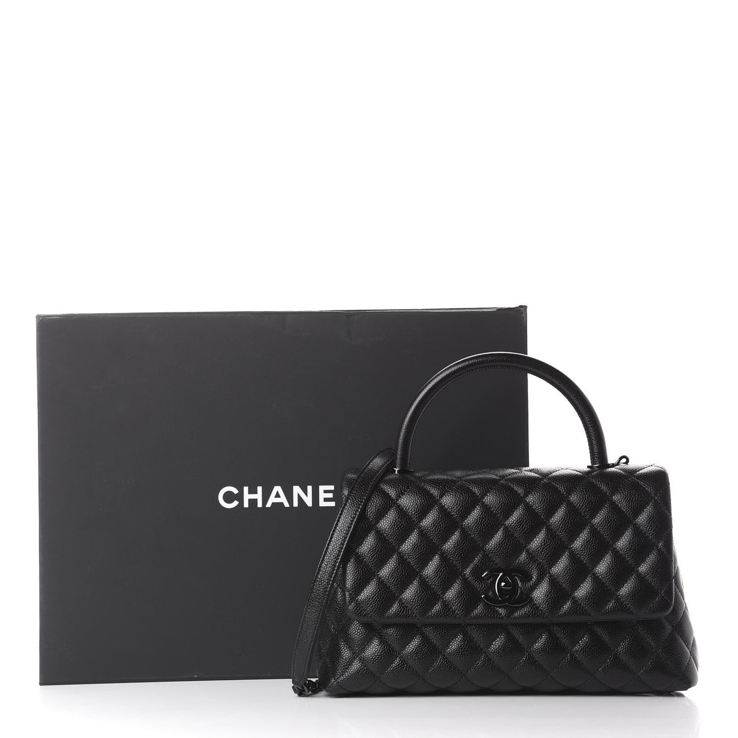 Caviar Quilted Small Coco Handle Flap So Black