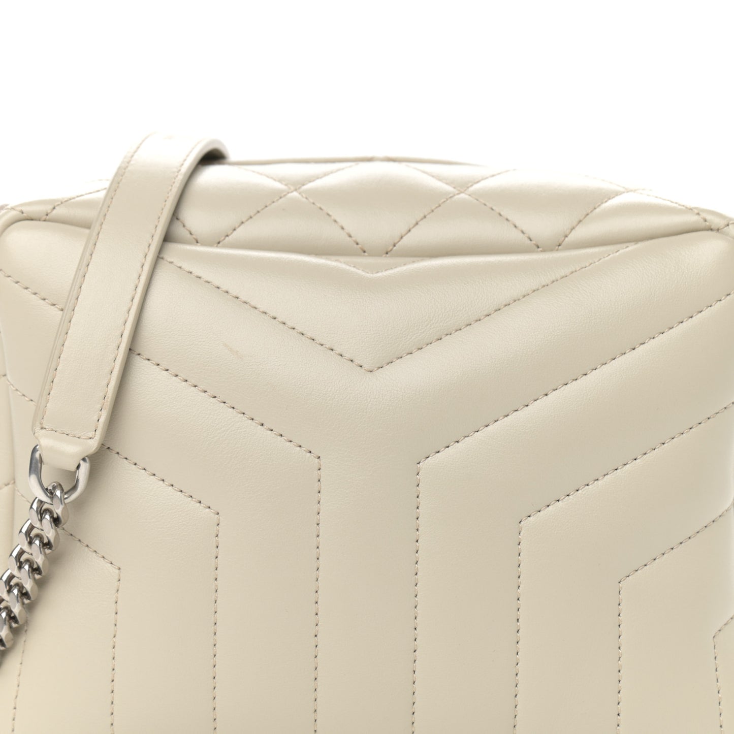 Calfskin Y Quilted Monogram Small Loulou Bowling Bag Ivory