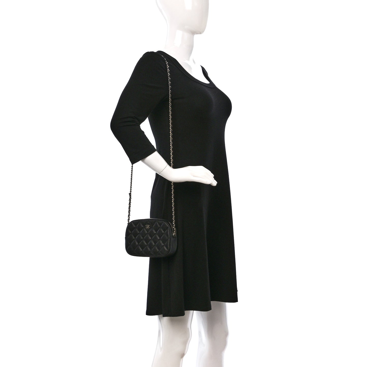 Caviar Quilted Camera Bag Black