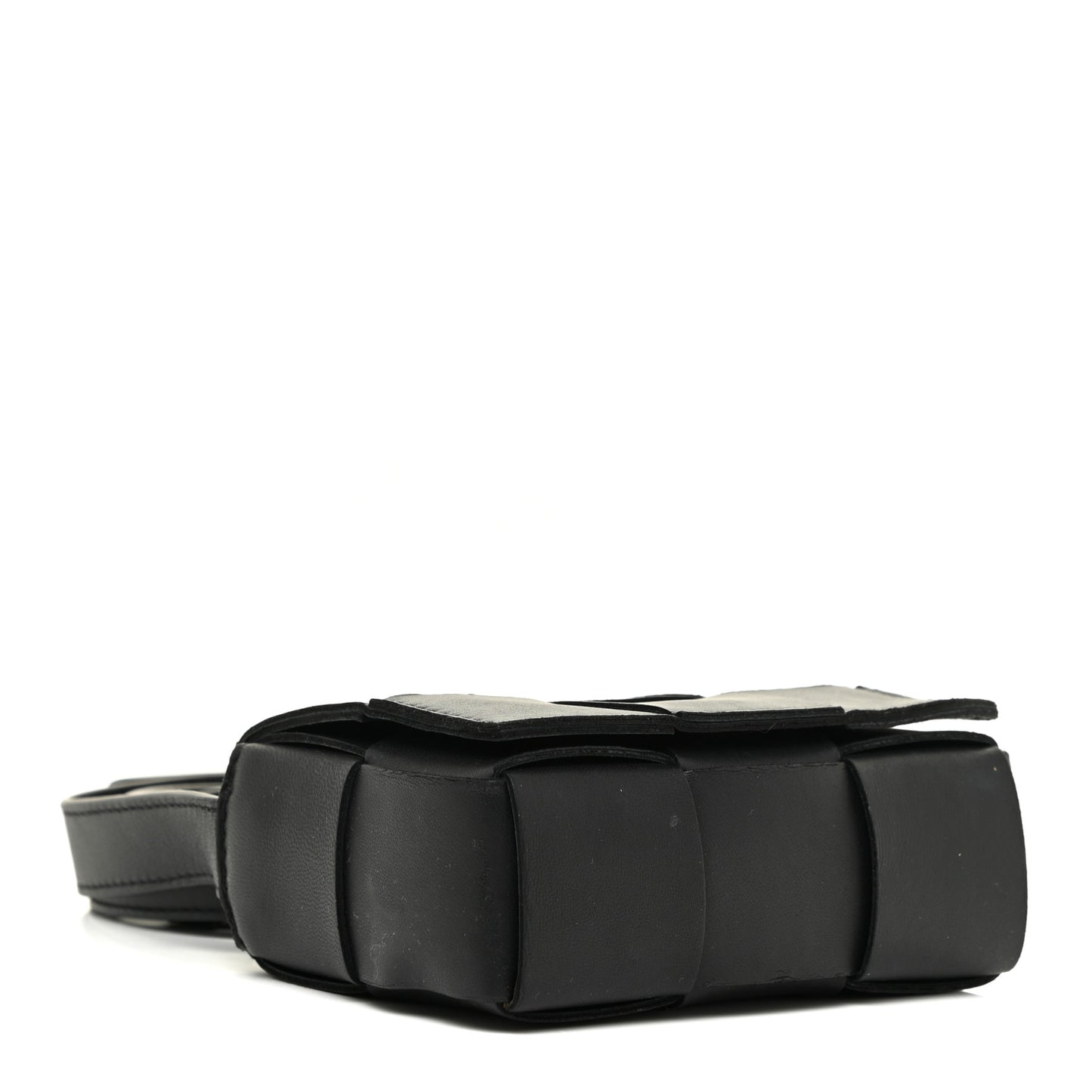 Lambskin Maxi Intrecciato Extra Mini Cassette Crossbody Bag Black