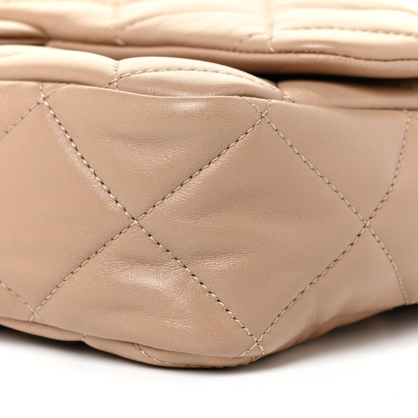 Lambskin Quilted Large CC Funky Town Flap Beige