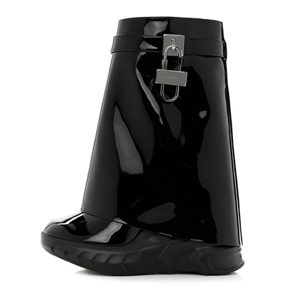 Givenchy Patent Shark Lock Biker Ankle Boots 38 Black 1 of 8