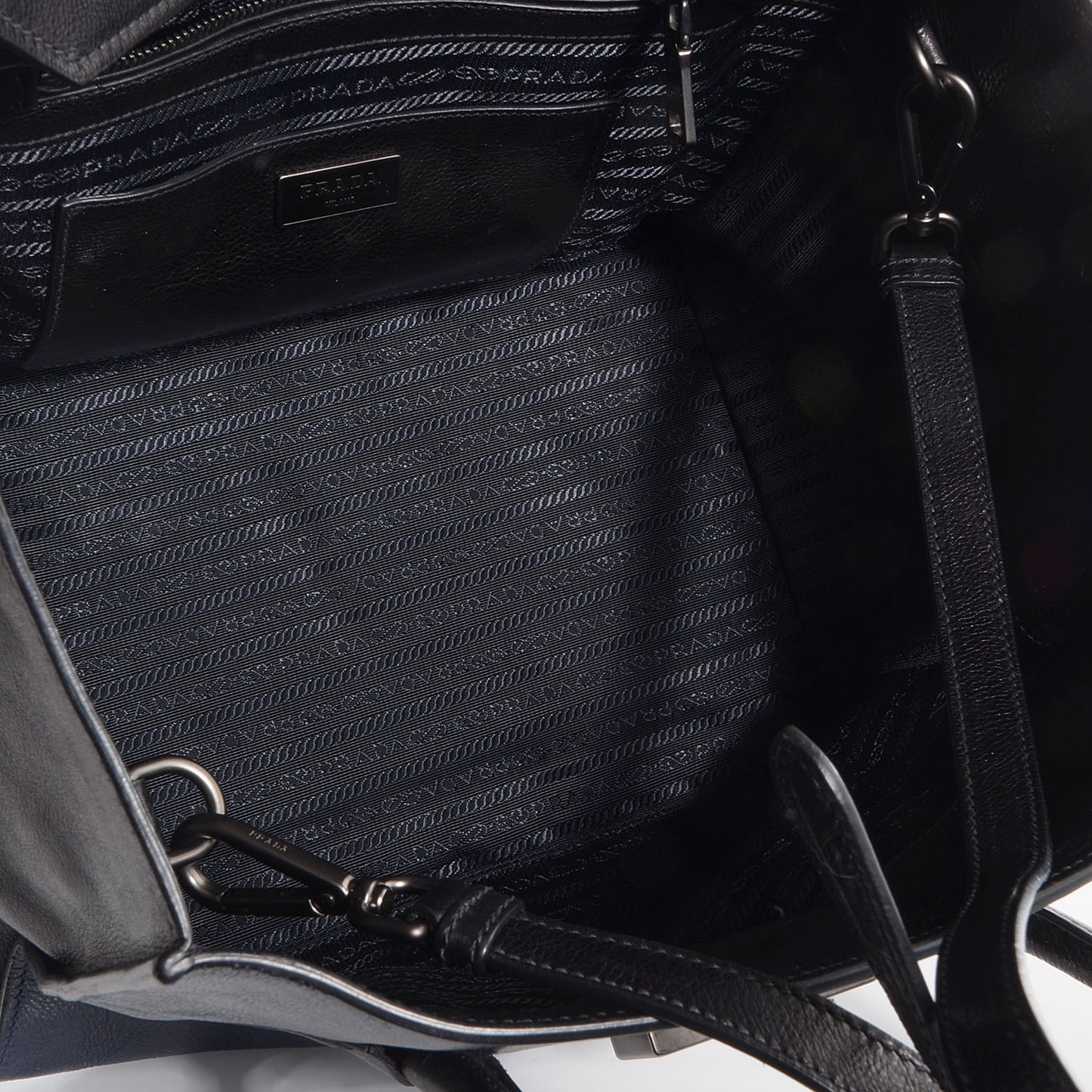 Glace Calf Large Twin Pocket Tote Bag Baltico Black
