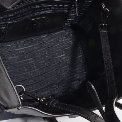Prada Glace Calf Large Twin Pocket Tote Bag Baltico Black 6 of 9