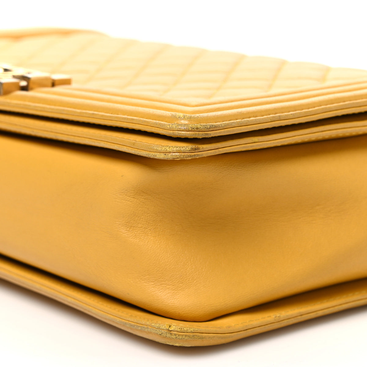 Lambskin Quilted New Medium Boy Flap Yellow