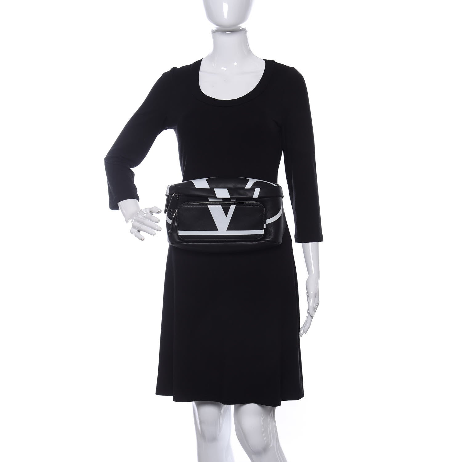 Valentino Garavani Calfskin Go Logo Belt Bag Black White 2 of 10