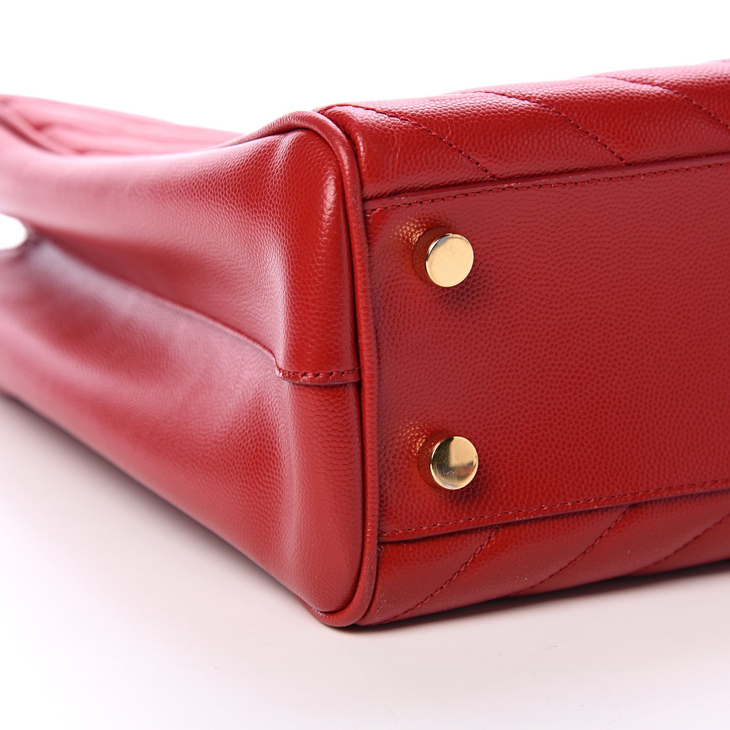 Grain De Poudre Matelasse Chevron Large Monogram Shopping Bag Red