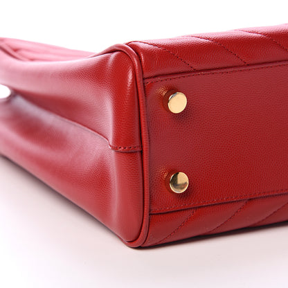 Saint Laurent Grain De Poudre Matelasse Chevron Large Monogram Shopping Bag Red 8 of 13