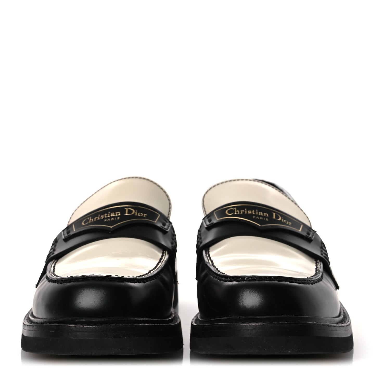 Brushed Calfskin Boy Loafers 37.5 Black White