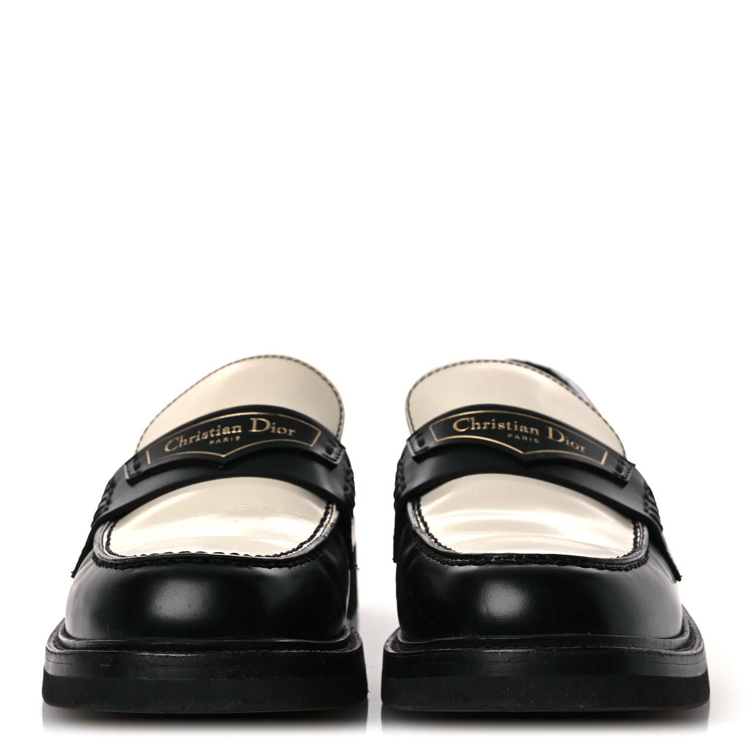 Christian Dior Brushed Calfskin Boy Loafers 37.5 Black White 3 of 13