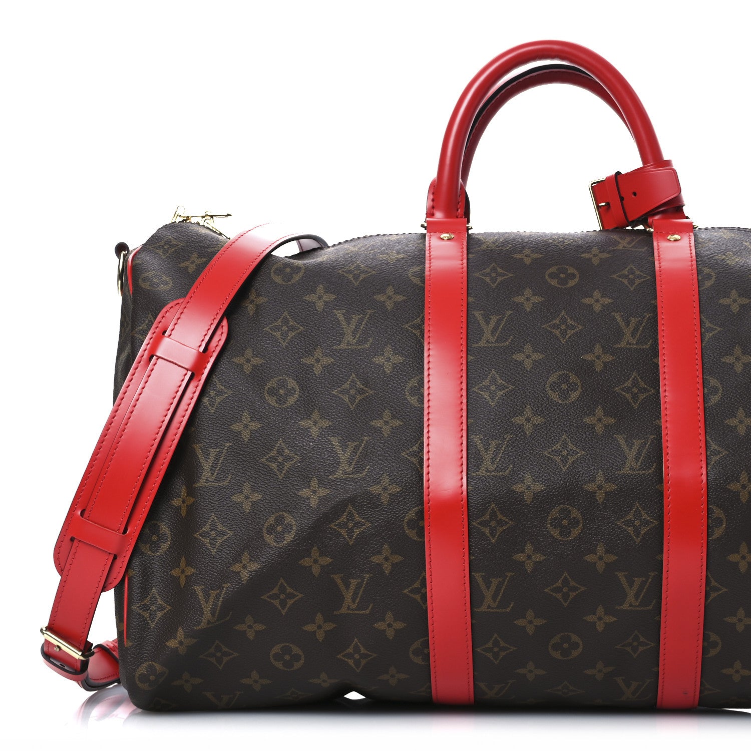 Louis Vuitton Calfskin Monogram Keepall Bandouliere 50 Coquelicot 7 of 13
