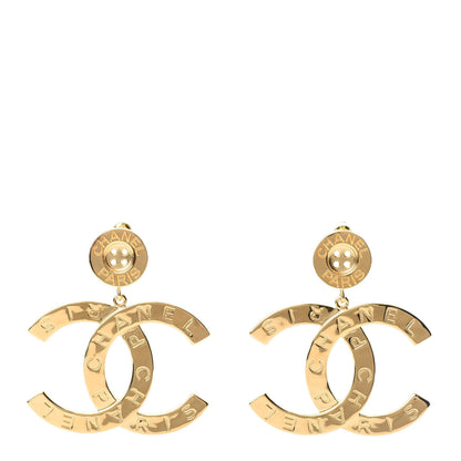 Chanel Metal Large Paris Button Earrings Gold 1 of 4