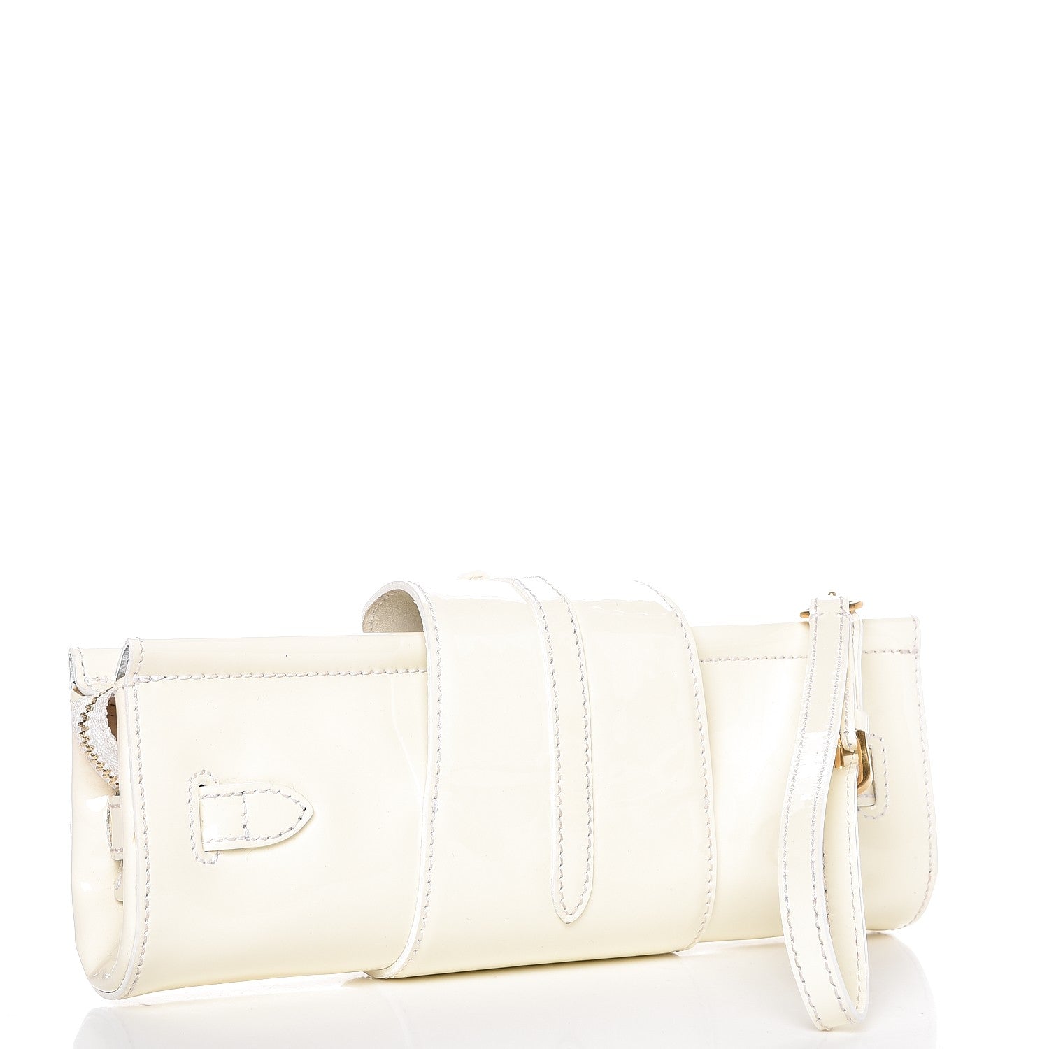 Jimmy Choo Patent Calfskin Tulita Clutch Off White 3 of 10