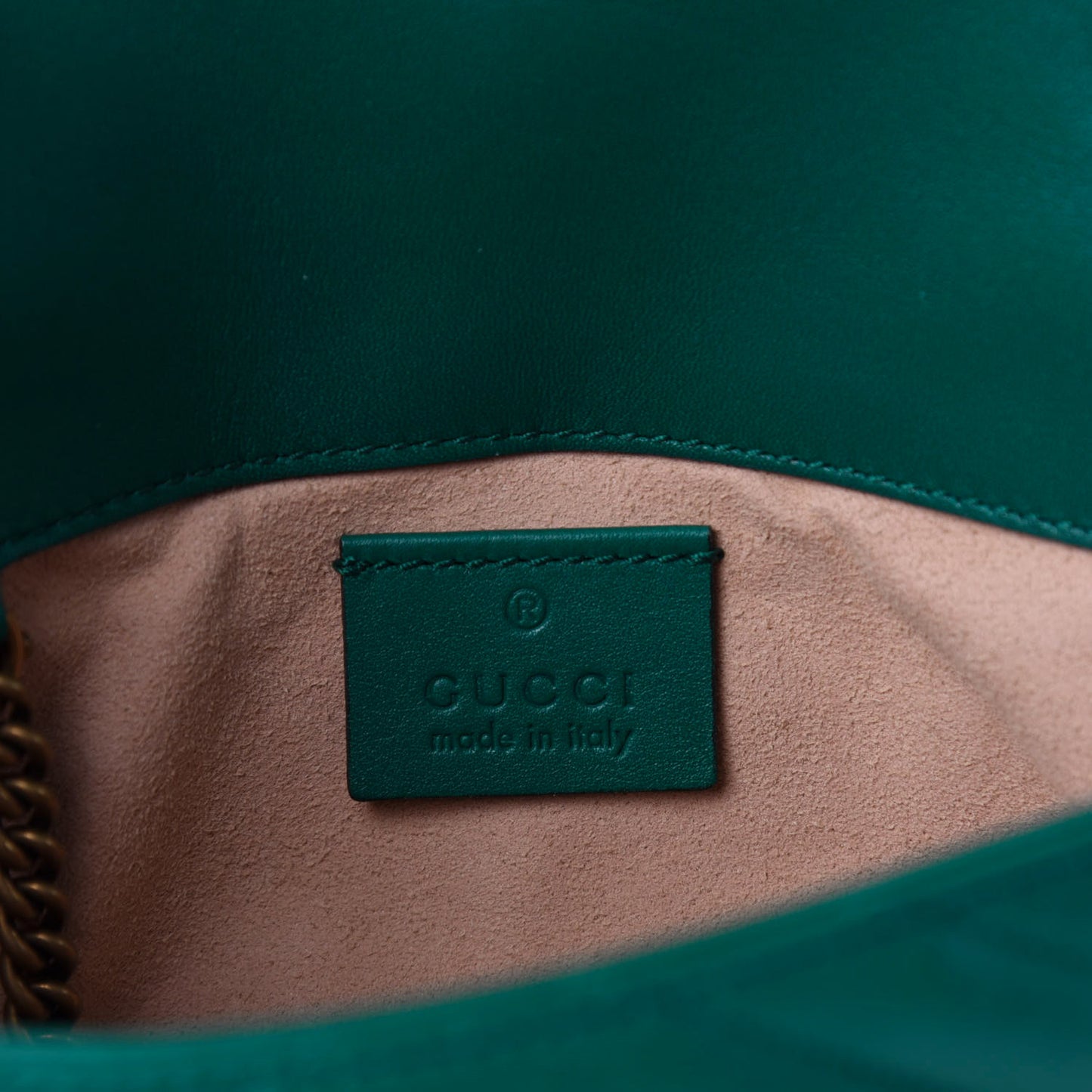 Calfskin Matelasse Super Mini GG Marmont Shoulder Bag Emerald Green