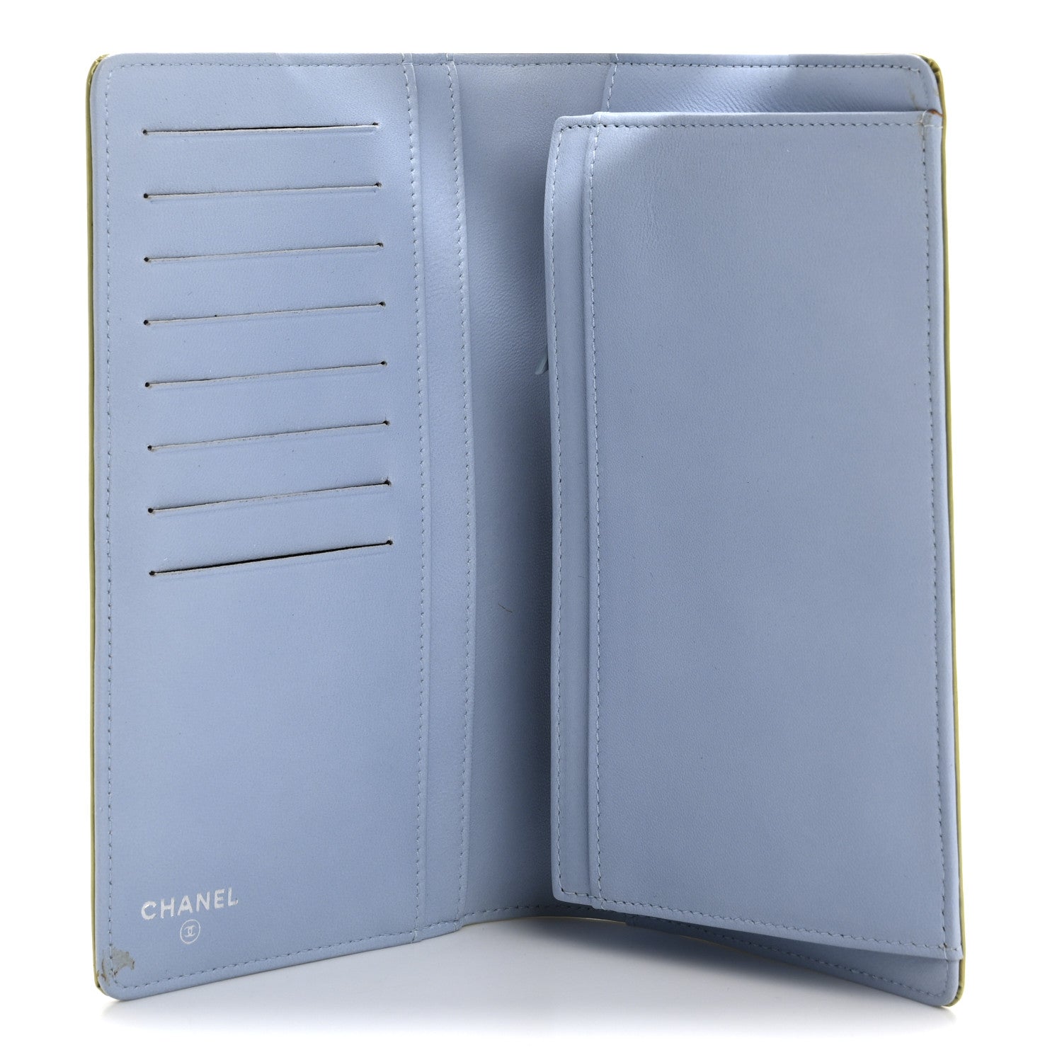 Chanel Patent Calfskin Lucky Symbols Yen Wallet Light Blue 5 of 13