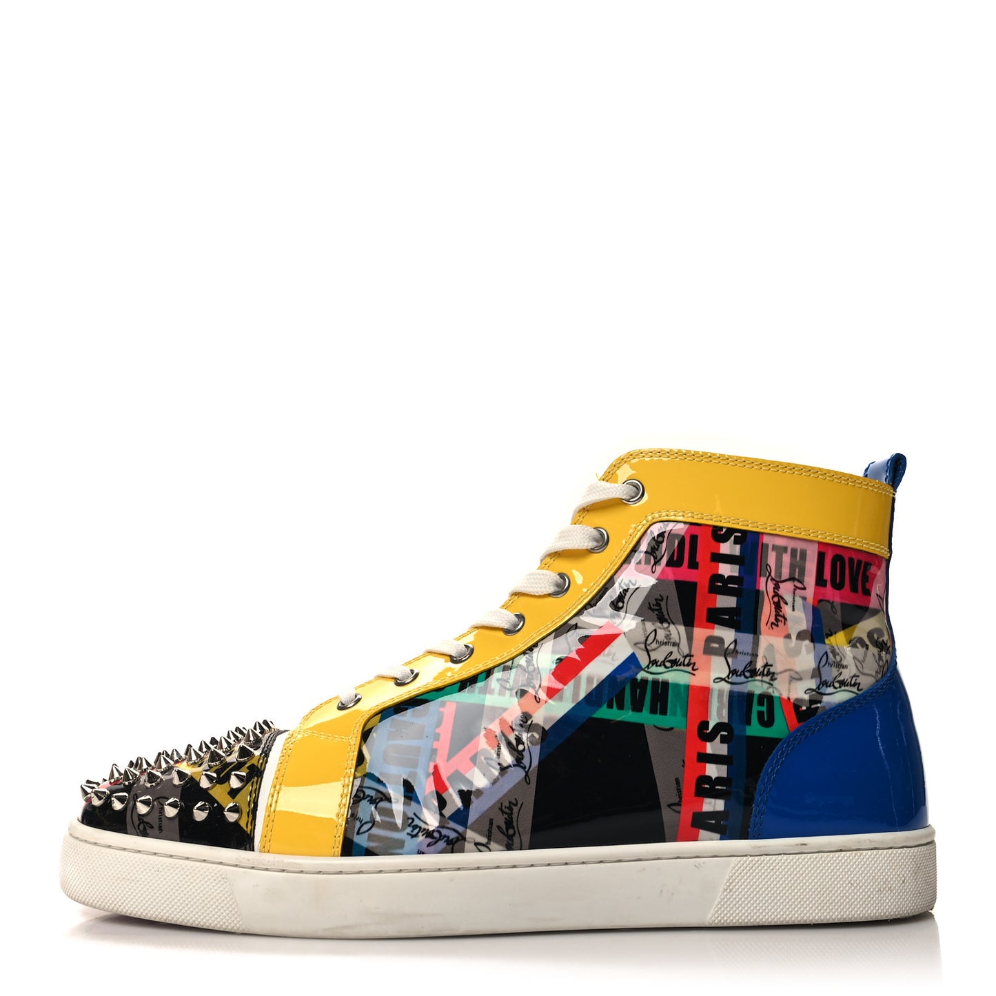 Patent Mens Louis Loubiballage Spikes Orlato Flat Sneakers 43.5 Version Multicolor