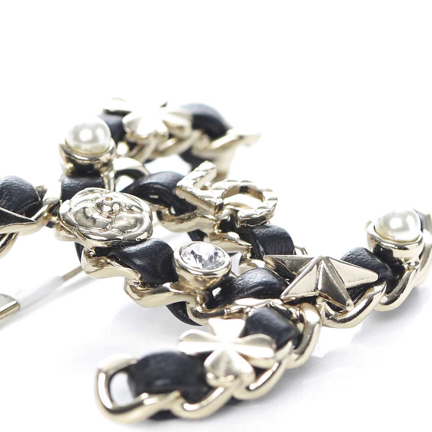 Chanel Lambskin Pearl Strass Sergeant Brooch Gold 5 of 5