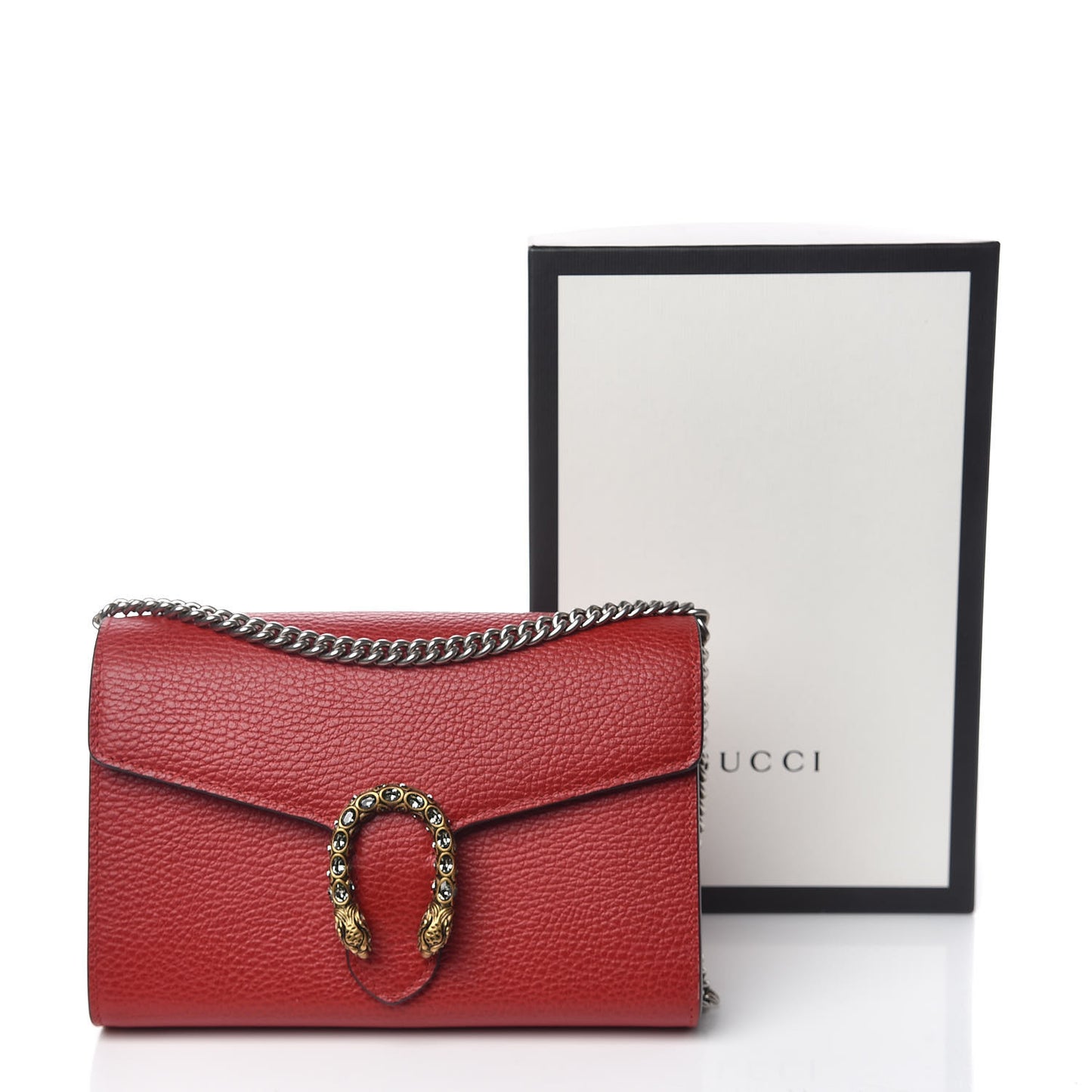 Calfskin Mini Dionysus Chain Wallet Hibiscus Red