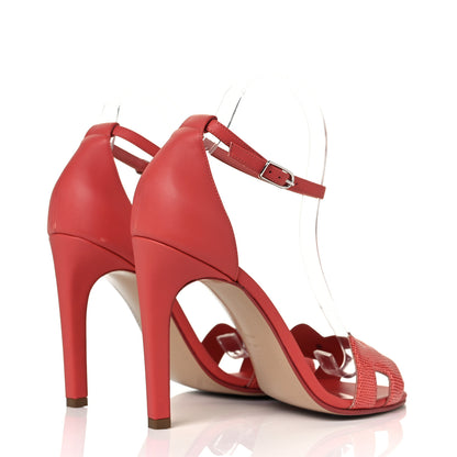 Hermes Lizard Calfskin Premiere 105 Sandals 39.5 Rouge Blush 4 of 8