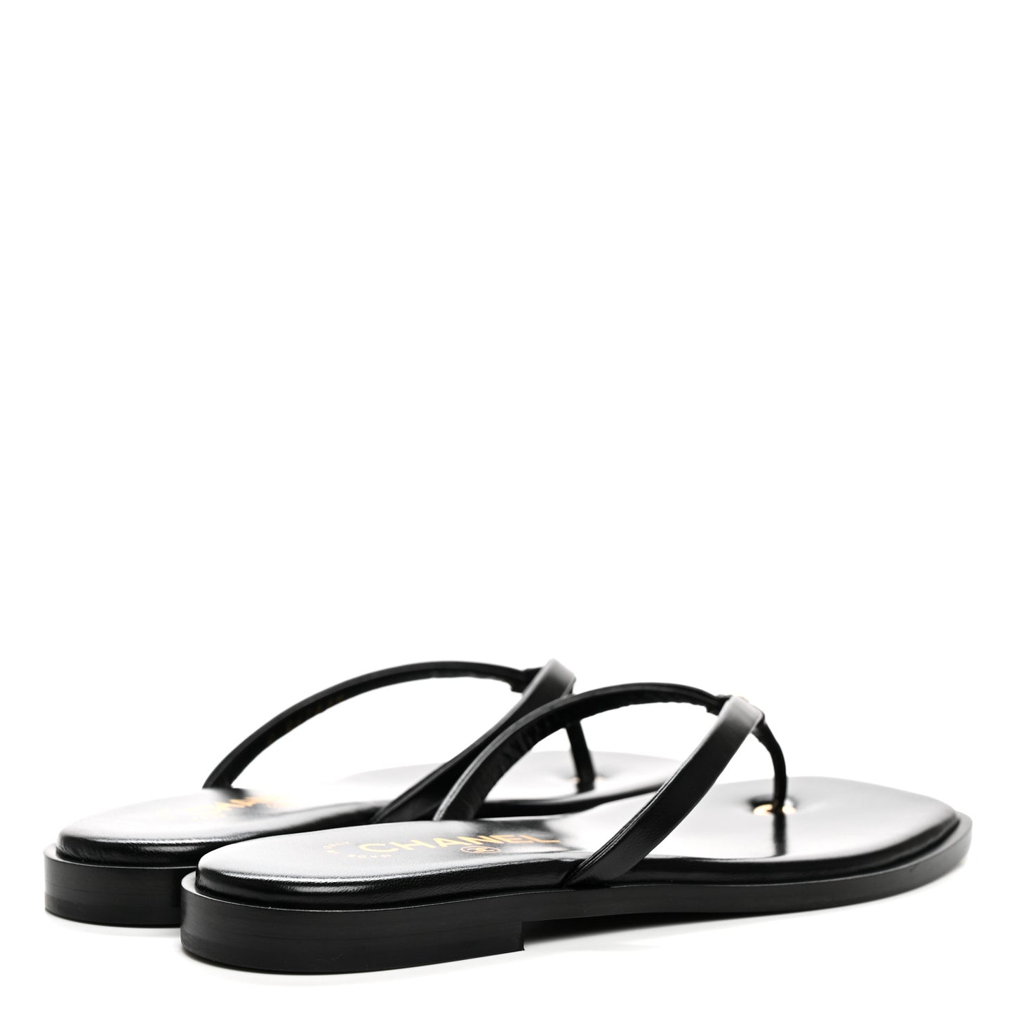 Goatskin CC Times Square Thong Sandals 37.5 Black