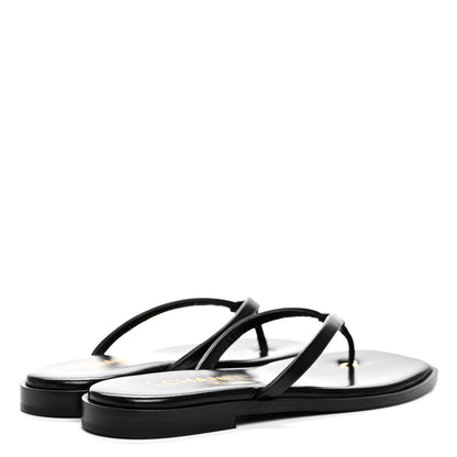 Chanel Goatskin CC Times Square Thong Sandals 37.5 Black 5 of 10