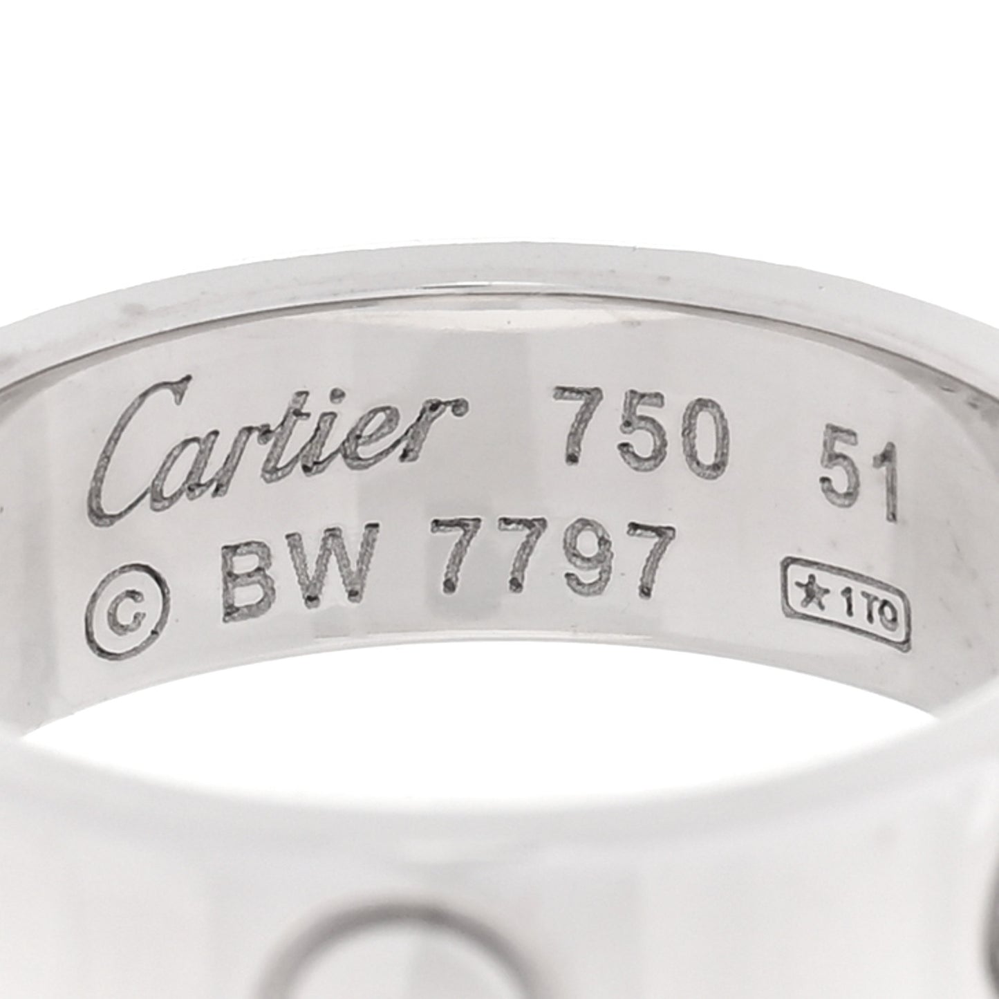18K White Gold 5.5mm LOVE Ring 51 5.75