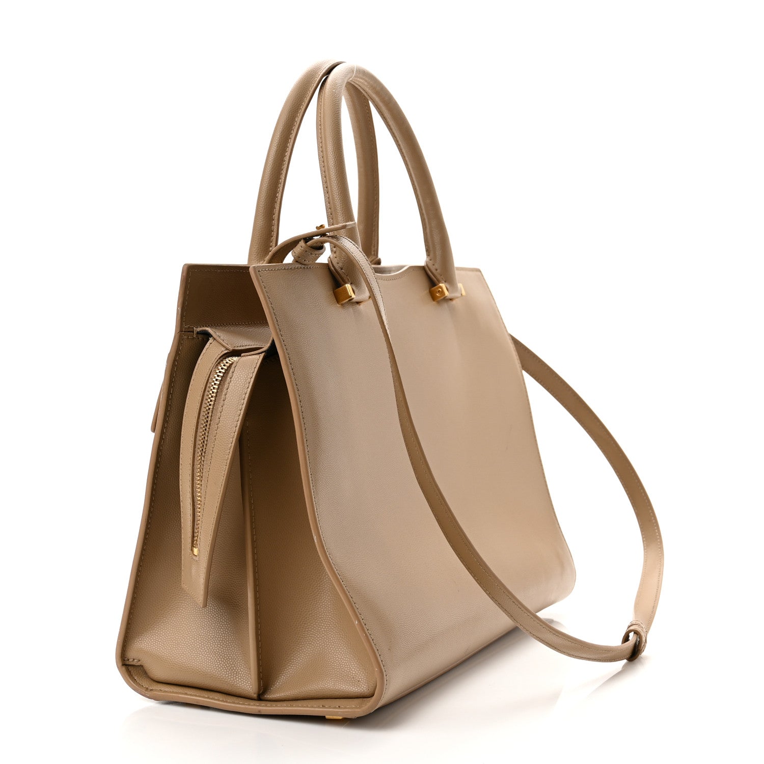 Saint Laurent Grain De Poudre Medium Uptown Tote Dark Latte 3 of 13