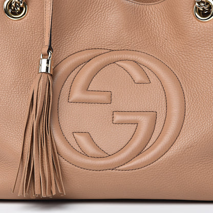 Gucci Pebbled Calfskin Medium Soho Chain Shoulder Bag Rose Beige 15 of 20