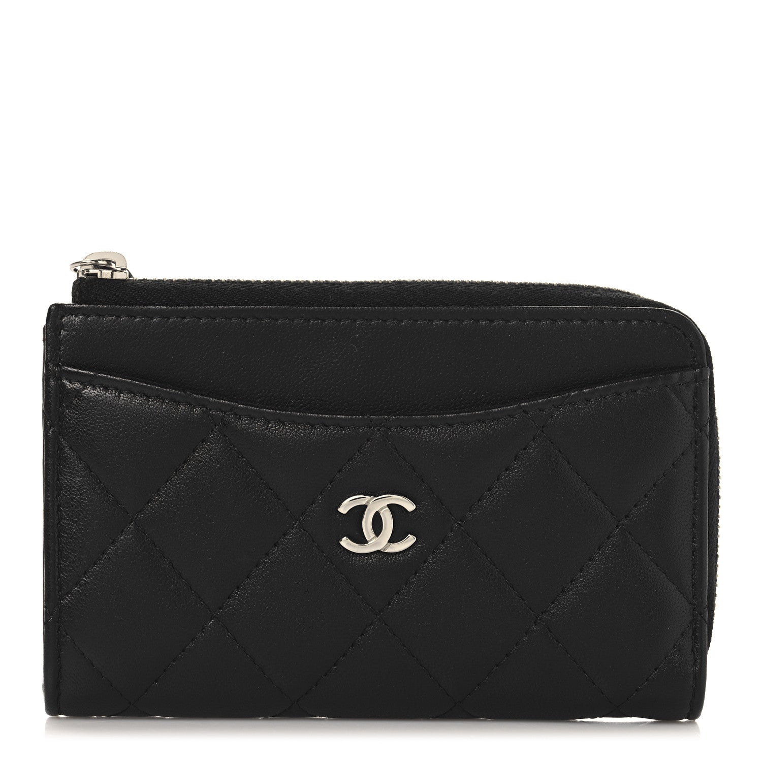 Chanel Lambskin Quilted Zip Card Holder Black 1 of 7