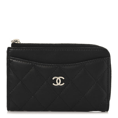 Chanel Lambskin Quilted Zip Card Holder Black 1 of 7
