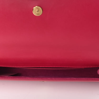 Saint Laurent Patent Grain de Poudre Lutetia Flap Clutch Fuchsia 5 of 13
