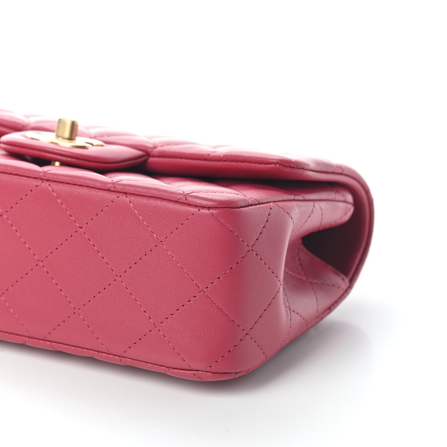 Chanel Lambskin Quilted Mini Top Handle Rectangular Flap Dark Pink 9 of 9