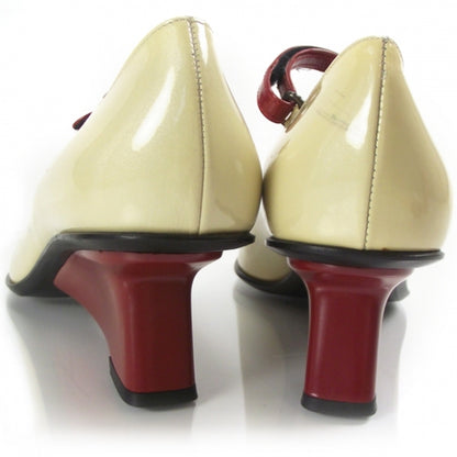 Prada Vernice Heels 38.5 Beige Red 3 of 6