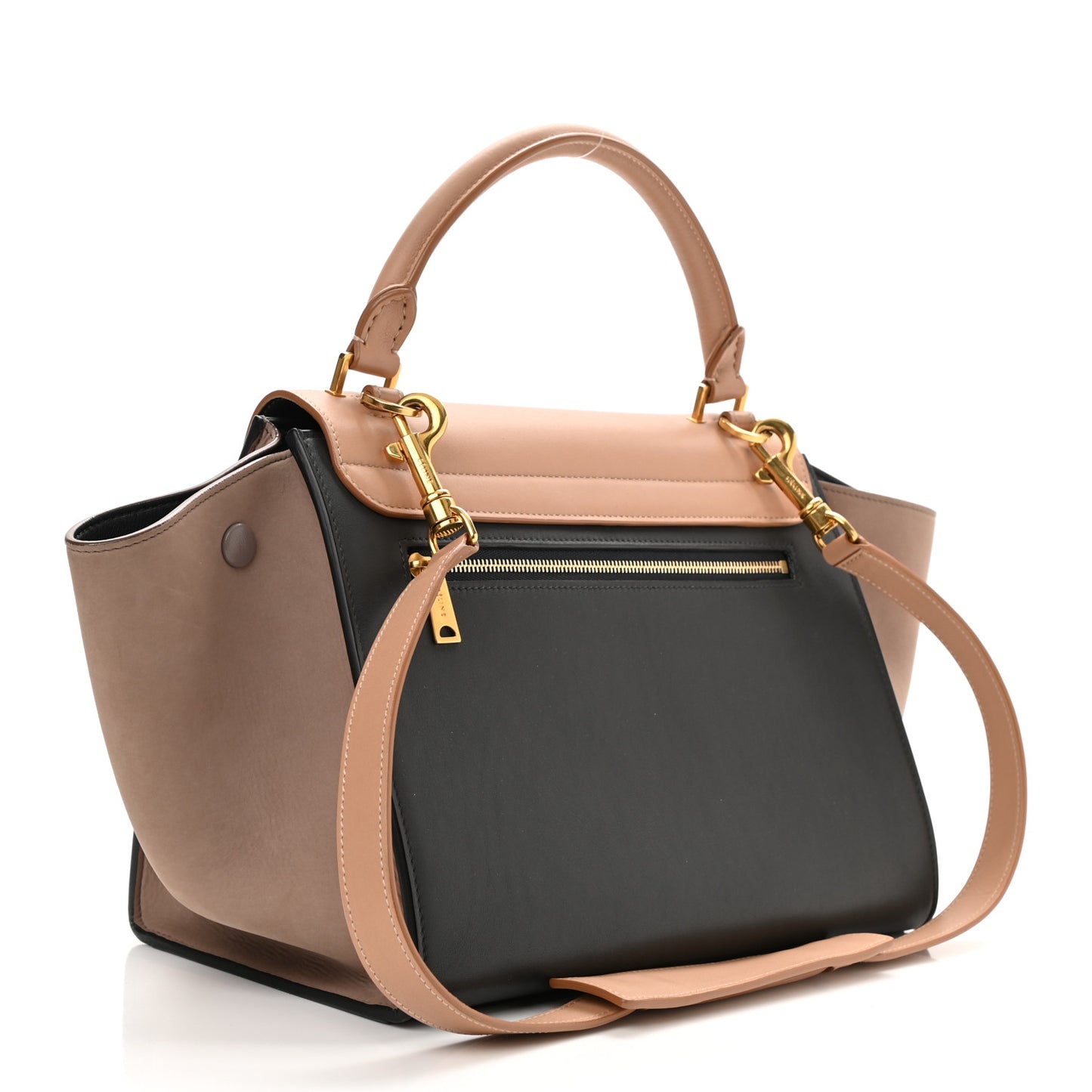 Smooth Calfskin Nubuck Small Tri-Color Trapeze Nude