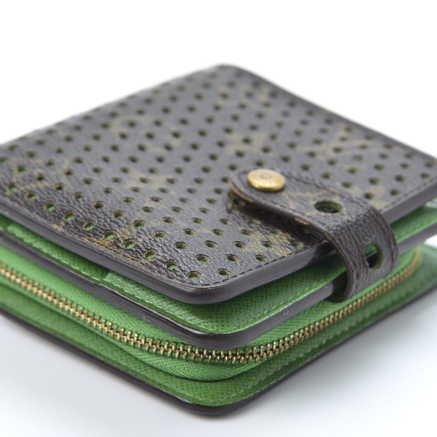 Louis Vuitton Monogram Perforated Compact Zipped Wallet Green 5 of 9