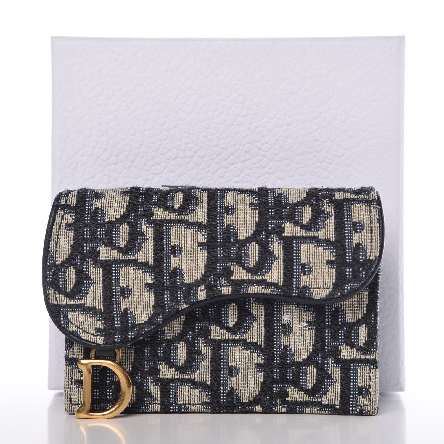Christian Dior Oblique Saddle Card Holder Blue 10 of 10