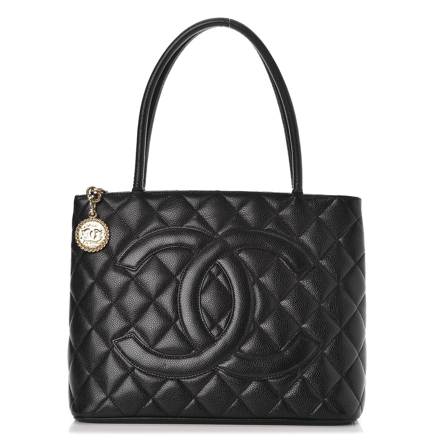 Caviar Quilted Medallion Tote Black