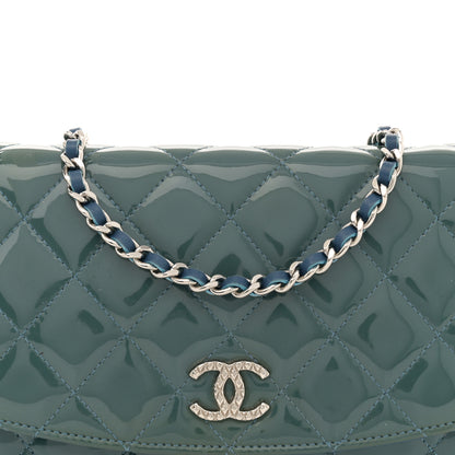 Chanel Patent Quilted Brilliant Wallet On Chain WOC Blue 7 of 13