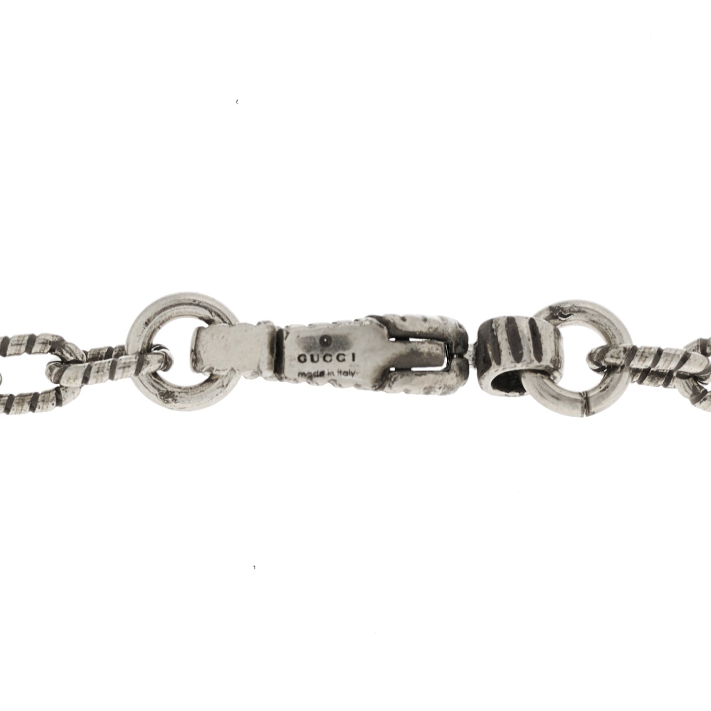 Sterling Silver Small Textured Interlocking G Pendant Necklace