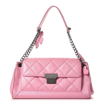Chanel Glazed Calfskin Quilted Lucky Charms East West Accordion Flap Pink 1 of 12