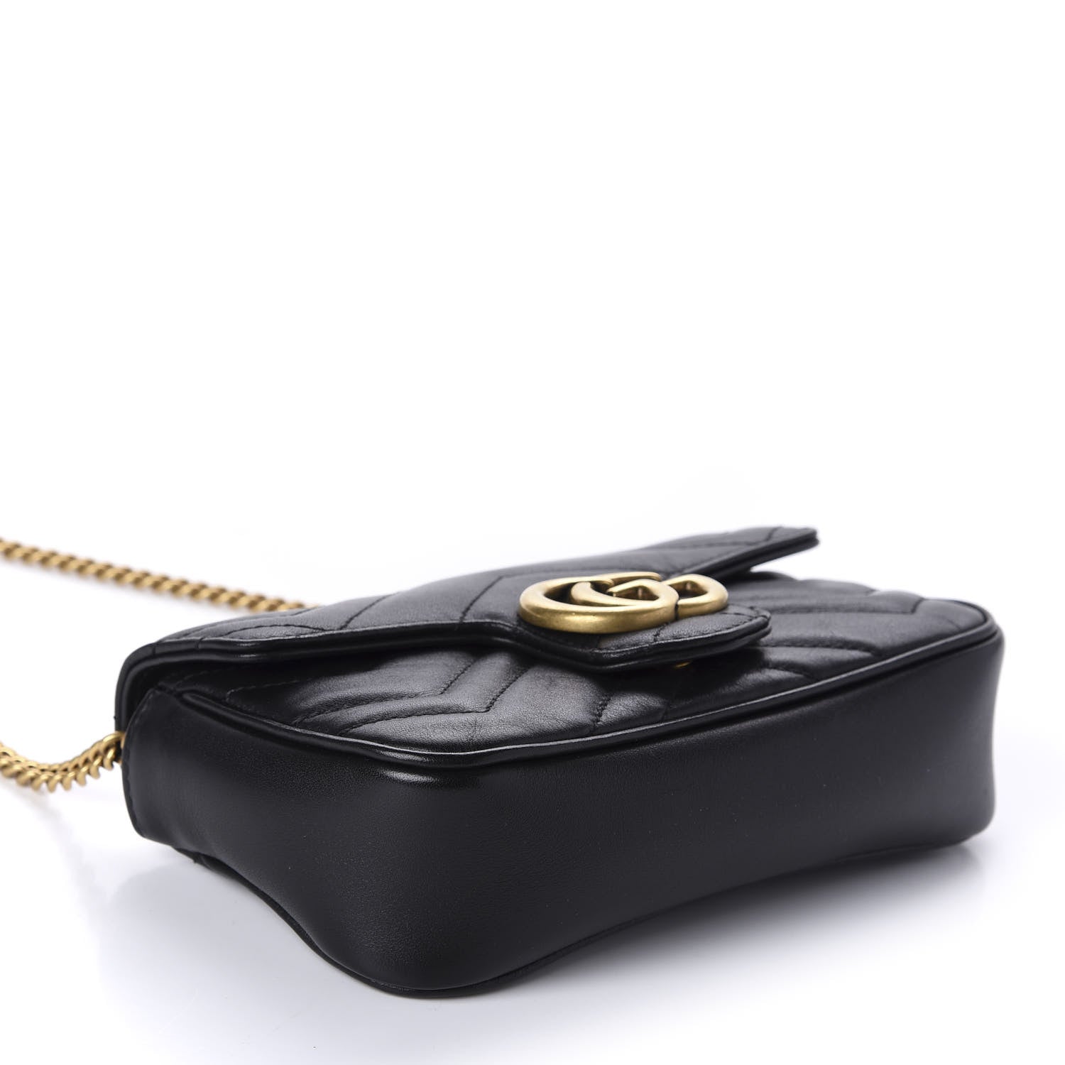 Gucci Calfskin Matelasse Super Mini GG Marmont Shoulder Bag Black 4 of 11