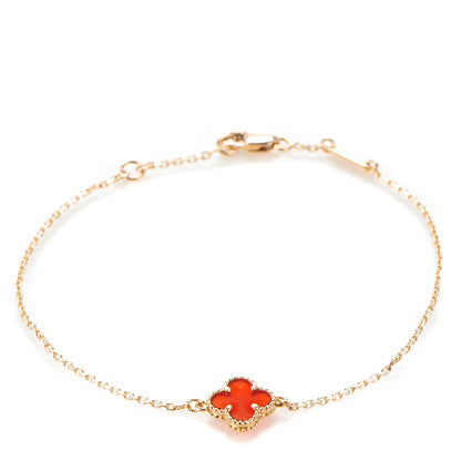 Van Cleef & Arpels 18K Rose Gold Carnelian Sweet Alhambra Bracelet 1 of 7