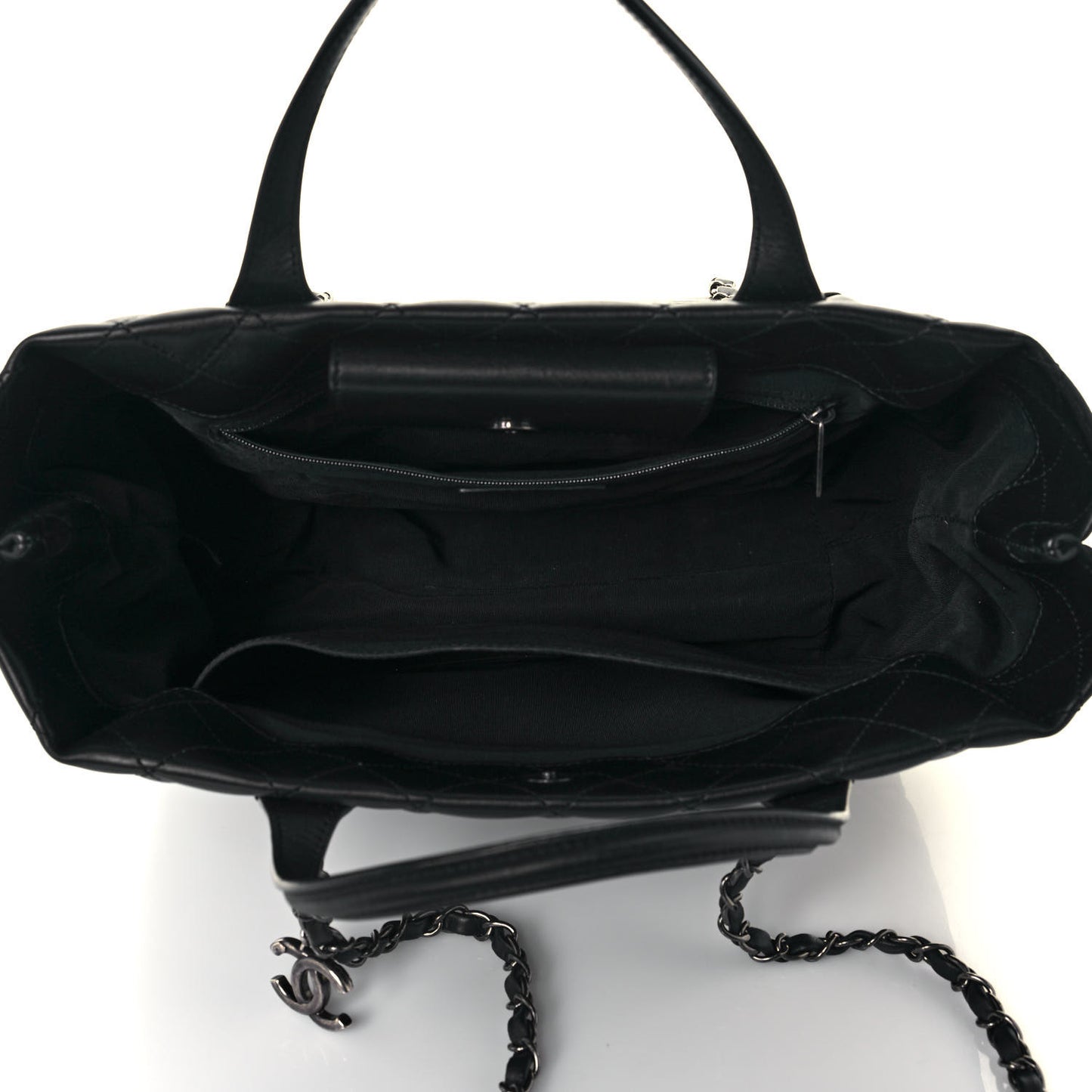 Calfskin Quilted Small Easy Shopping Tote Black