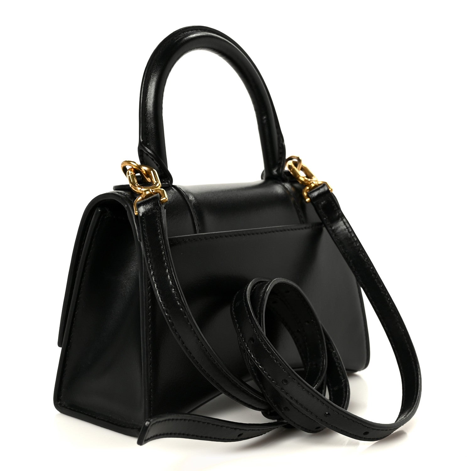Balenciaga Shiny Box Calfskin Hourglass Top Handle Bag XS Black 3 of 11